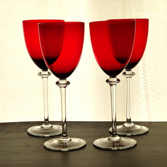 4 red 🍒♥️ crystal wine goblets | Mikasa | pattern MIC 157 - Picture 13 of 14
